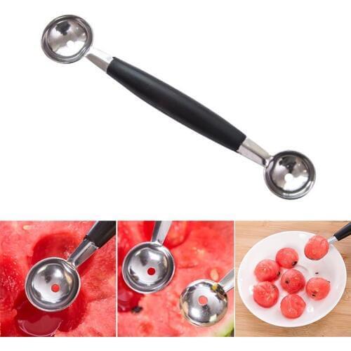 Cute Spoon Stainless Steel Multifunction Dual Double-end For Ice Cream Fruit Watermelon FBE3