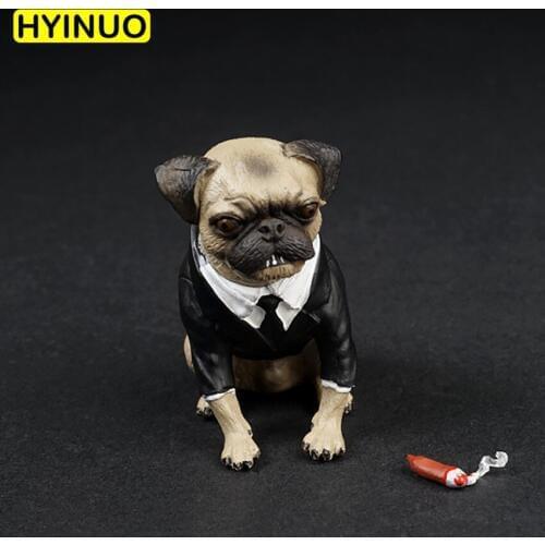 1:6 Scale AS032 Suit Dog Simulation Pet Dog Men in Black Model Scene props Character Model Children Gift Cognitive Doll Toys