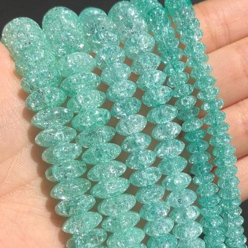 Mint Green Snow Cracked Crystal Rondelle Beads Round Loose Spacer Beads For Jewelry Making Diy Bracelet Necklace 15'' 6 8 10mm