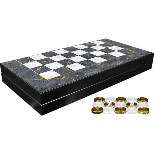 Classic Gray Marble Backgammon Set First Quality MDF Family Board Games Gift For Birthday Black Friday Female Male Friend