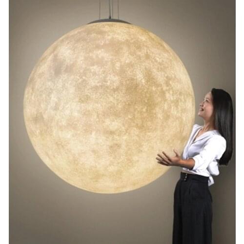 Nordic Creative Moon Lamp Ball Pendant Lights Resin Lamps for Restaurant Bedroom Living Room Dining Room Decoration Lighting