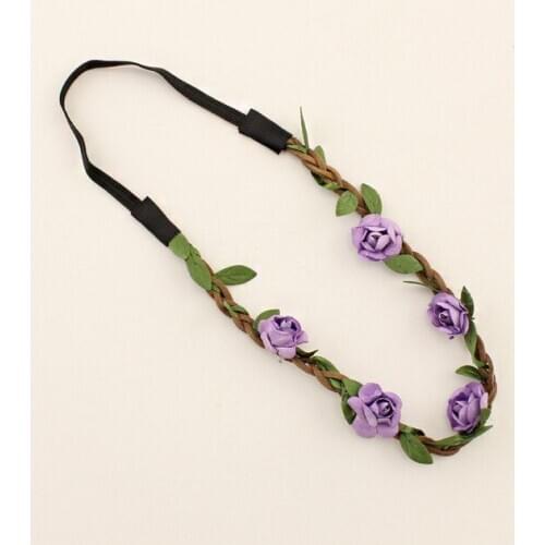 Bride Princess Crown Realistic Garland Artificial Flower Wreath Headdress Band Hair Hoop Headband Birthday Wedding Decoration