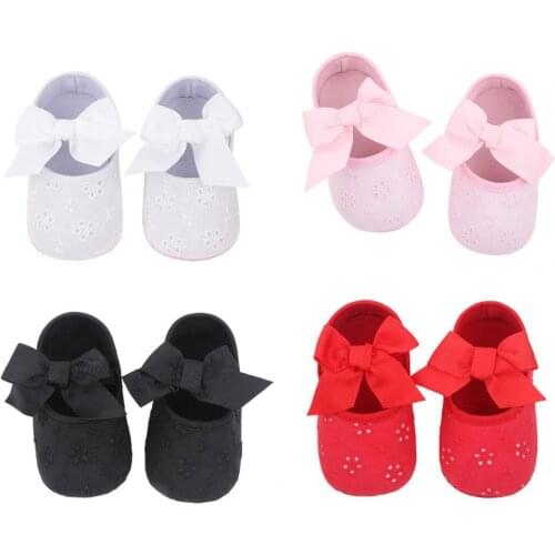 1 Pair Prewalker Shoes Bowknot Design Anti-skid Skin Friendly Baby Girl Crib Shoe Spring Unisex Closed Toe Sandals First Walker