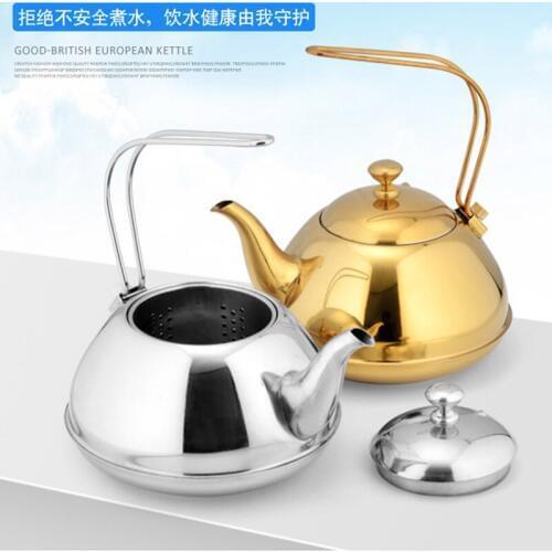 Hotel Restaurant Home Tea Coffee Pot With Strainer Kettle New Thickened Stainless Steel Teapot