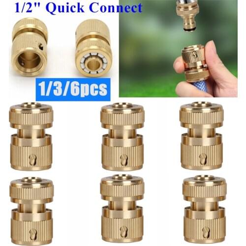 Brass-Coated Hose Adapter, 1/2" Quick Connect Swivel Connector Garden Hose Coupling Systems for Watering Irrigation