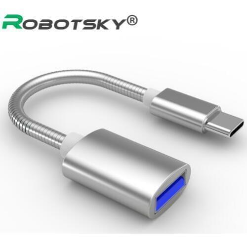 Robotsky USB C Adapter OTG Cable Type C Male to USB 3.0 Female OTG Type-C Adapter for Samsung Huawei One Plus MacBook USBC OTG