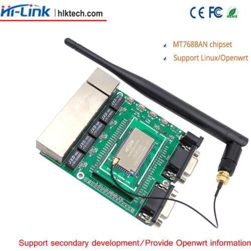 Free shipping HLK-7688A development board IOT home automation serial wireless module SPI wireless MT7688AN chip openwrt version