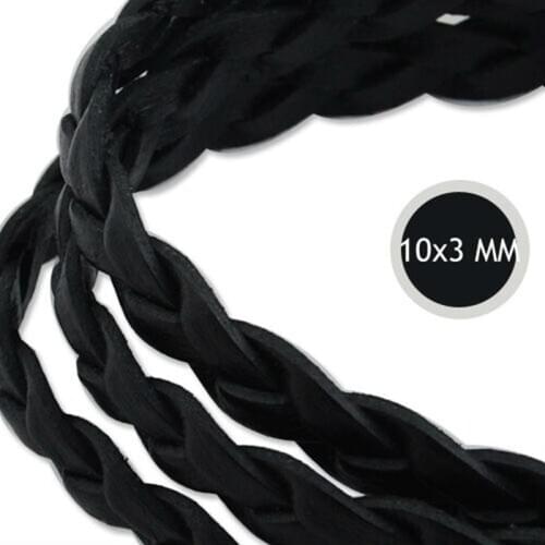 High quality Black Leather Braided Cord Rope for Jewelry, 10*3mm Thread for DIY Accessory, Sold 10M/Roll