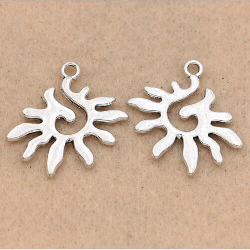 Antique Silver Plated Sun Charms Pendant Bracelet Necklace Accessories Jewelry Making DIY Handmade 27mm