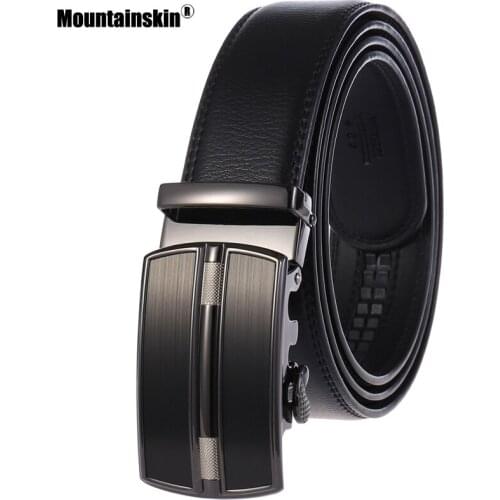 Mountainskin New Mens Belt Automatic Buckle Letaher Belt Mens Business Style Solid Color High Quality Belt Male MT052