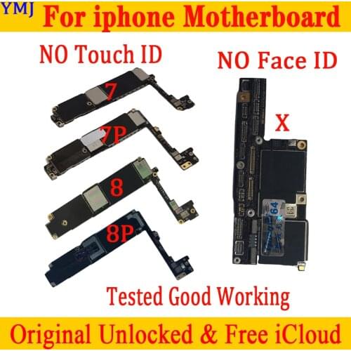 Factory unlocked For iphone 7 Plus 8 Plus X Motherboard 100% Original With IOS system &full Chips Logic Board tested Free iCloud