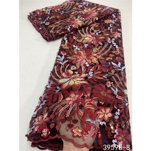 XIYA Chiffon Nigeria Sequined Lace Fabric 2021 High Quality African Lace Fabric Wedding French Tulle Female Sewing 3959B