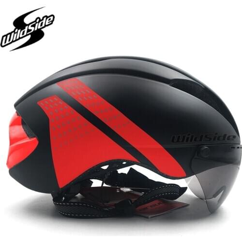 Aero helmet tt time trial cycling helmet for men women goggles race road bike helmet with lens Casco Ciclismo bicycle equipment
