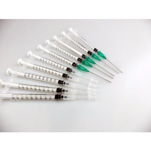 1ml Syringe with 18Ga 1.5'' Blunt Needle and Plastic Needle with Matching Cap (Pack of 10)