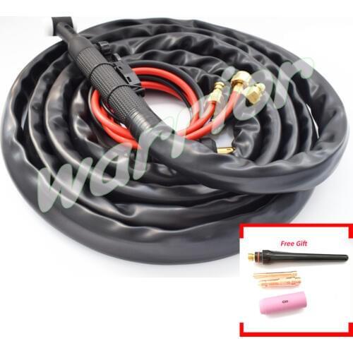 TIG Welding Torch WP 18FV Water Cooled 350A Leather Cover Gas Electric Seperated 12FT