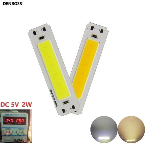 Hot sale DENBOSS manufacturer 60mm 15mm LED COB Strip for work lamp 2W 5V DC Warm cold White COB LED Light for DIY
