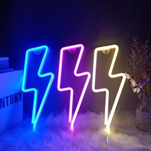 Lightning LED Neon Sign Wall Night Light USB Battery Operated Table Lamp For Home Bedroom Party Wedding Decor Kids Gift