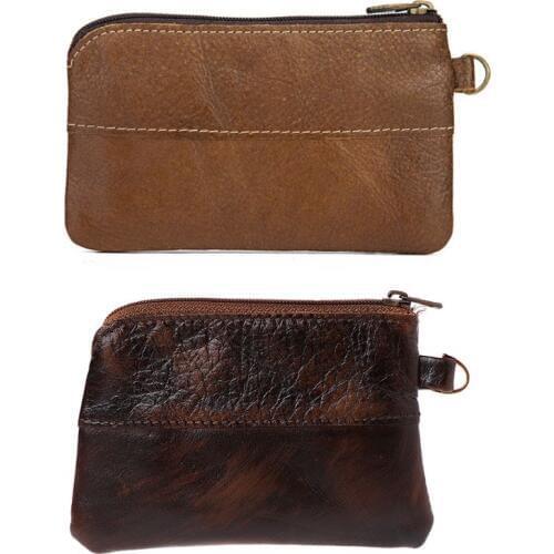 THINKTHENDO Fashion Women Men Leather Coin Purse Card Wallet Clutch 2 Zipper Small Change Bag Organizer Coffee/Brown