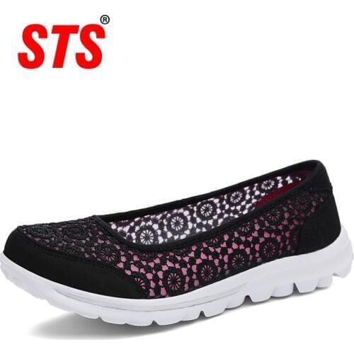 STS Brand New Fashion Women Flat Platform Shoes Woman Breathable Mesh Bud silk Casual Shoes Ladies Chaussure Flat Sneaker Loafer