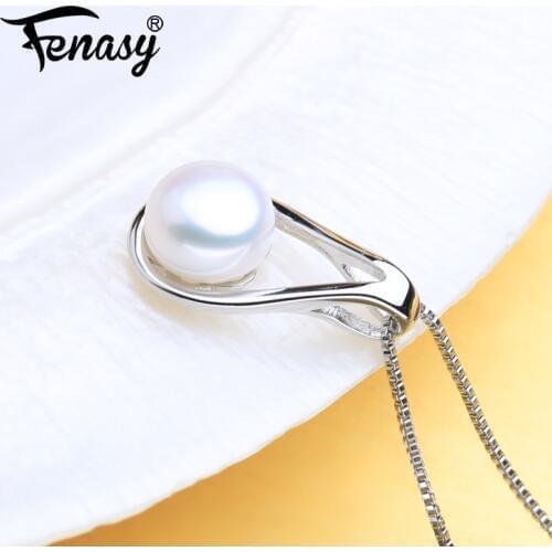 FENASY Natural Freshwater Pearl Necklace For Women 925 Sterling Silver Pendant With Pearl Fashion Simple Style for Daily