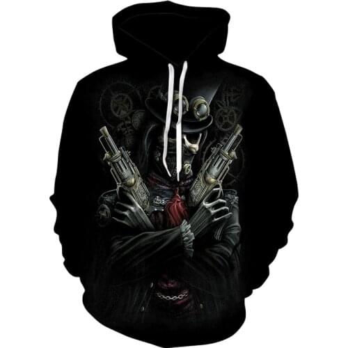 2020 New Gothic Skull Hoodie Mens Hip Hop Sweatshirt Thin 3D Sweatshirt Print Jacket Skull Hoodie Pullover