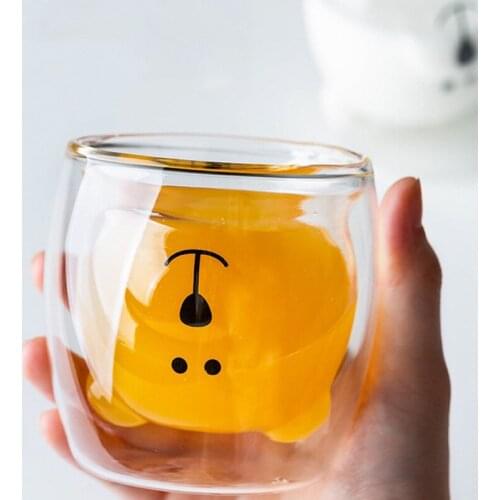 290ML Glass Mug Creative Cartoon Glass Double Insulation Water Mugs Breakfast Milk Cup stranger things кружка For Kitchen Bar