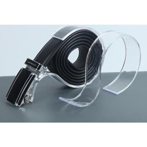 30pcs Belt Display Racks Acrylic Transparent Girdle Display Holder Fashion Boutiques Desktop Waistband Stand