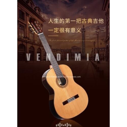 36 inch Handmade Spanish guitar,VENDIMIA SOLID Cedar /Rosewood Acoustic guitarras,classical guitar with Nylon string 580MM