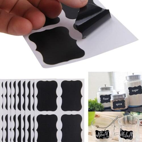 48pcs/set PVC Adhesive Black Writing Removable Top Quality Stationery Sticker Craft Kitchen Jar Organizer Labels Notely Sticky