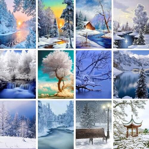 New Winter Snow 5D Diamond Painting Landscape picture DIY Rhinestone Full Drill Round Diamond Embroidery Cross Stitch Home Decor