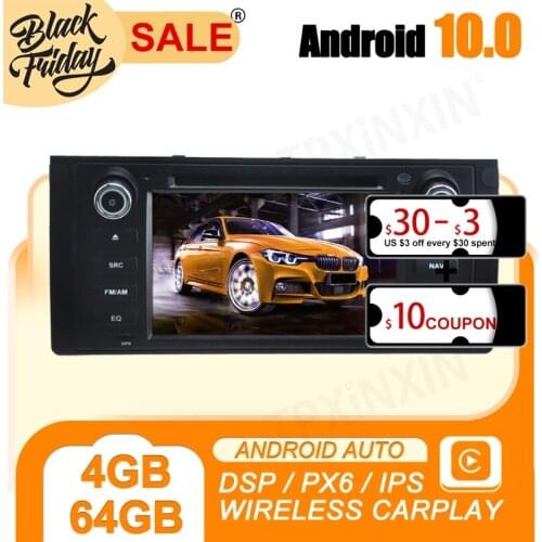 Android 10 PX6 for BMW E39 2005 2006 2011 Carplay GPS Car Navigation Multimedia HD Video Touch Screen Stereo DVD Player Radio