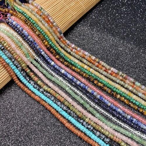 40cm Natural Stone Agates Faceted Abacus Shape Green Aventurine Turquoises Beads for Jewelry Making Necklace Bracelet Size 2x4mm