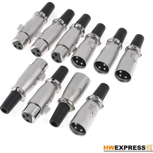 HWEXPRESS hot 5 Pairs Male/Female 3 Pin XLR Jack Microphone MIC Audio Connector