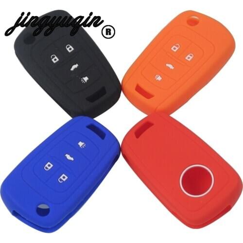 Jingyuqin 4 Buttons Silicone Folding Flip Car Key Case Cover For Chevrolet Cruze Trax Lova Malibu For Buick For Opel Mokka