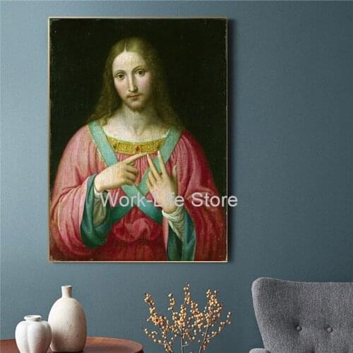 Leonardo da Vinci Reproduction The Bernardino Luini follower Famous Oil Painting Canvas Art Posters and Prints Wall Art Picture