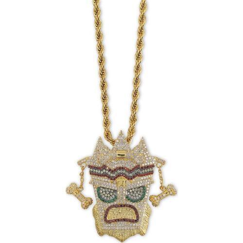 Cubic Zircon Iced Out Chain Gold Fashion UKA mask Pendant Necklace HipHop Jewelry Statement Necklaces For Man Women Gifts