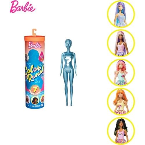 Barbie Color Reveal Doll Outdoor Themed Doll Temperature Sensing Discoloration With 7 Surprises Blind Box Toy Child Gift GTP42