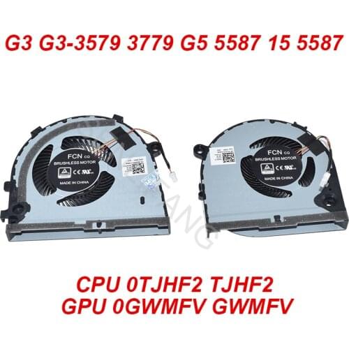 Original For DELL G3 3579 3779 G5 5587 15 CPU 0TJHF2 & 0GWMFV Four Lines Cooling Fan