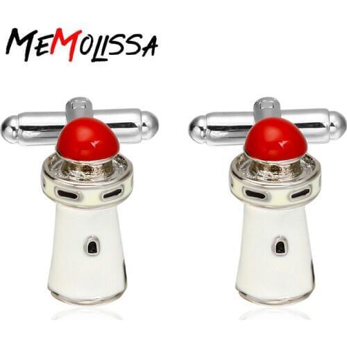 MeMolissa 3 Pairs Classic Lighthouse Design Light Tower Cufflink Cuff Link Gemelos para hombre camisa Free Shipping