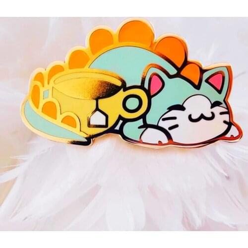Sweet Cartoon Rex Cat Dinosaur Tea Lover Enamel Brooch Pin Backpack Hat Bag Collar Lapel Pins Badges Fashion Jewelry Accessories