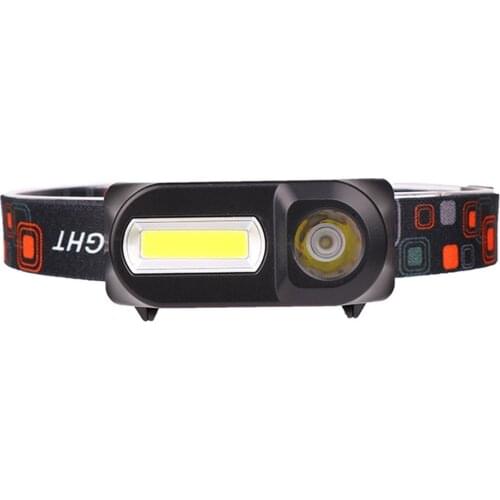 Multifunctional USB charging headlight COB outdoor Emergency head-mounted flashlight ABS 6 lighting modes