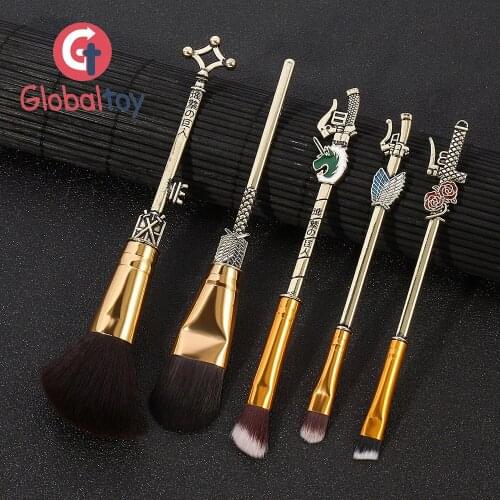 5Pcs Makeup Brush Set Baby Comestic Anime Attack on Titan Makeup Brushes Set Eye Shadow Eyebrow Powder Make Up Brush Tool Kit
