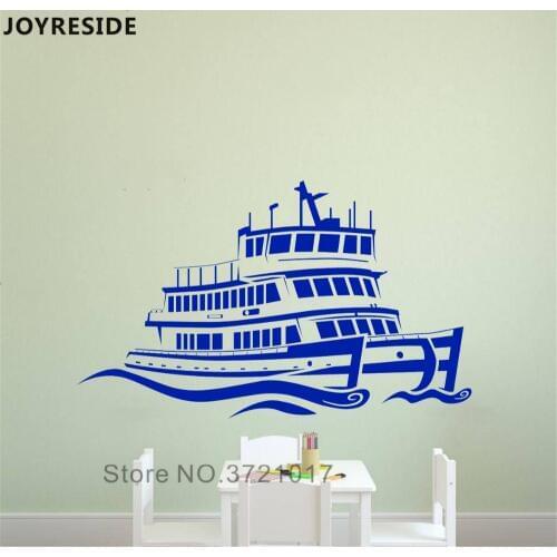 JOYRESIDE Ferry Boat Wall Decal Huge Ship Wall Sticker Art Vinyl Decor Home Playroom Livingroom Decor Interior Design Mural A888