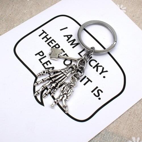 New Fashion Keychain The Walking Dead Pendants DIY Men Jewelry Car Key Chain Ring Holder Souvenir For Gift Bone Hand And Zombie