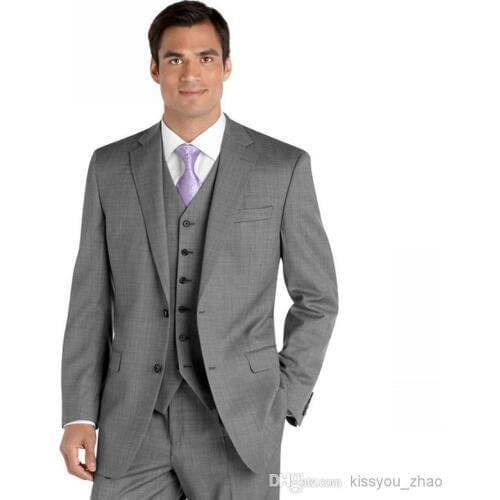 Custom Made New Grey 3 Piece Suit Two-button Wedding Suits Groom Tuxedo Suit For Menswedding men clothes