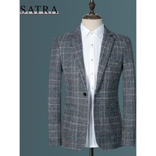 Satra 2021 New Arrival Spring Autumn High Quality Business Plaids Men,Mens Slim Suits Casual Jackets
