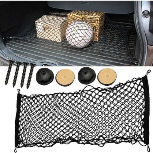 Universal Car Interior Trunk Cargo Storage Organizer Net Bag Mesh Pockets Luggage Holders Hatchback 110x50cm Car Styling