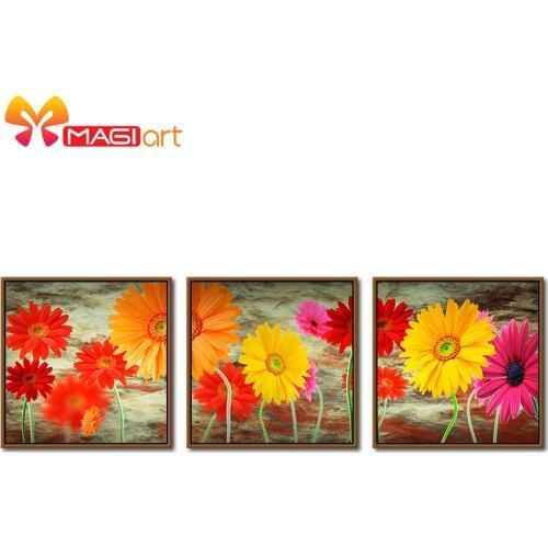 Cross stitch kits Embroidery needlework sets 11CT water soluble canvas patterns 14CT Flower painting colorful sunflowers-NCMF020