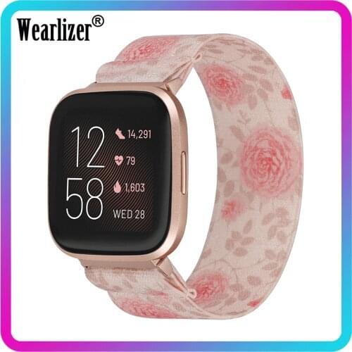 Wearlizer Elastic Scrunchies Watch Strap for Fitbit Versa Band Nylon Elastic Band for Fitbit Versa 2 Women Watches Replacement