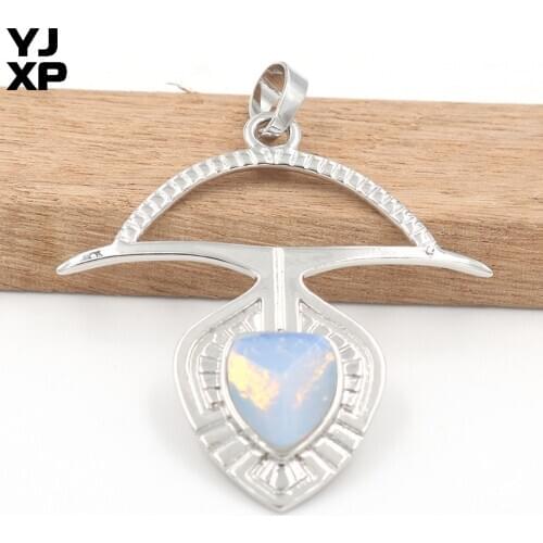 YJXP Exclusive Design Silver Plated Anchor Shape Opalite Opal Section Pendant Fashion Jewelry